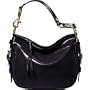 Coach Patent Leather Zoe Hobo Purse in Black 12735