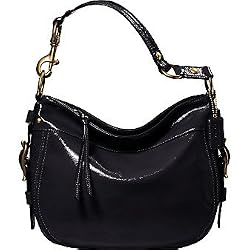 Coach Patent Leather Zoe Hobo Purse in Black 12735