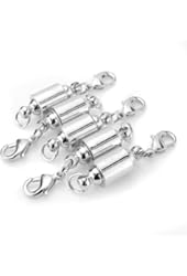Beadnova Popular Silver / Gold Plated Magic Magnetic Clever Clasp Built-In Safety Magnetic Lock with Lobster Clasp (#03.Silver Color x 5pcs)