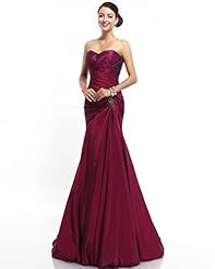 Strapless Mermaid Taffeta Lace Draped Beaded Sweetheart Floor Length Natural   Waistline Prom Dress 