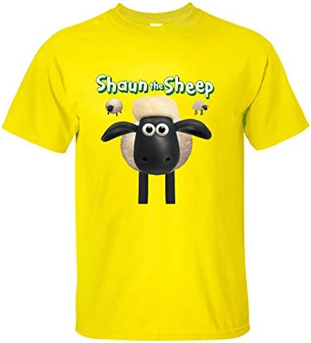 TKAT Men's Shaun the Sheep Comedy British Stop-motion Animated Television Series T Shirt yellow XXL