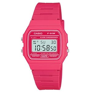 Casio F91WC-4A Unisex Classic Chronograph Alarm LCD Digital Watch (Pink)