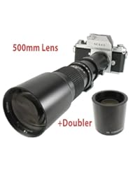 500mm Manual Focus Telephoto Lens +2x 1000mm Doubler for all Nikon 35mm SLR cameras