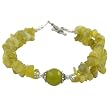 Handmade Olive Green Jade & Antiqued Silver Beaded Bracelet