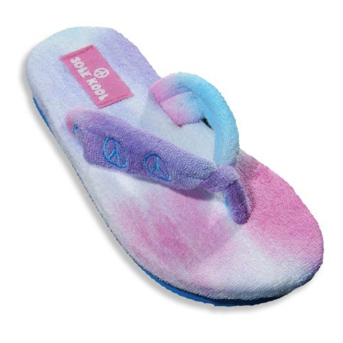 Sole Kool - Girls Terry Cloth Peace Flip Flop, Turquoise, Pink, Purple ...