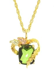 Classy! 10k Yellow-gold Black Hills Gold 10x8mm (August-Birthstone) Created Peridot pendant-necklace