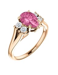 10K Rose Gold 9.00x6.00mm Pear Cut Chatham Created Pink Sapphire and Diamond Ring -- LIFETIME WARRANTY