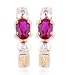 18k Yellow Gold Plated Sterling Silver Created Red and Diamond Accent J-Hoop Earrings