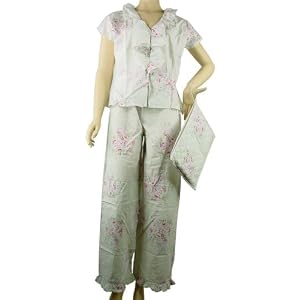 Buy French Shabby Soft Roses Designer Luxury Pajamas with Travel Pouch ~ 2 sizes by La Maisonnette