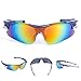 RIVBOS 802 Polarized Sports Sunglasses with 5 Set Interchangeable Lenses for Cycling