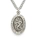 Sterling Silver 5/8" Oval Engraved St. Christopher Medal on 18" Chain
