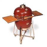 IMAGE OF Saffire Kamado Grill and Smoker w/ Cart and Shelves - Red
