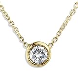 1/3carat Round Bezel Set Diamond Solitaire Pendant with a 14k Gold 16 Chain (HI/I1)