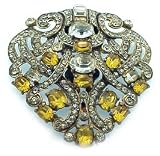 Art Deco Rhinestone Dress Clip Brooch