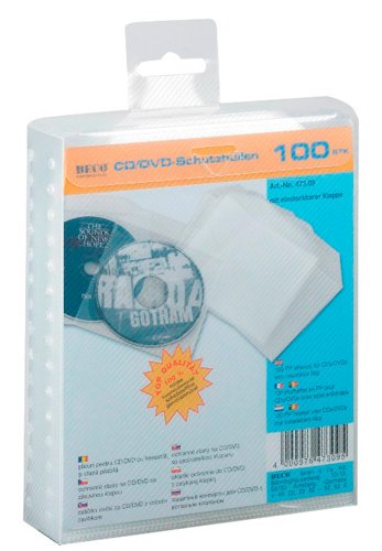 Beco 100 CD DVD Schutzhuellen 10er Pack mit einsteckbarer Klappe Material PP transparente  Preisvergleich
