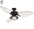 Hunter 25522 Sanibel One-Light  Three-Blade Ceiling Fan with Cloth Blades, New Bronze