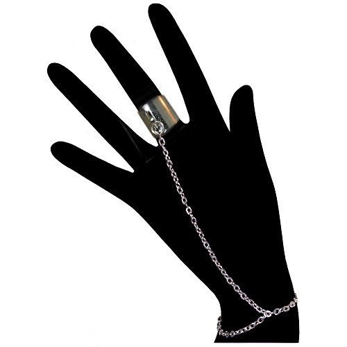 Nickel Free Slave Chain Bondage Bracelet with Ring, in Silver Tone