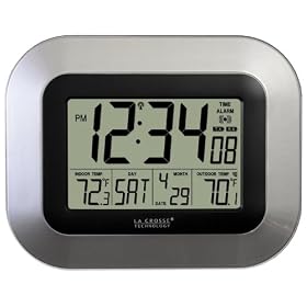 La Crosse Technology WS-8115U-S Digital Wall Clock with Indoor and Outdoor Temperature