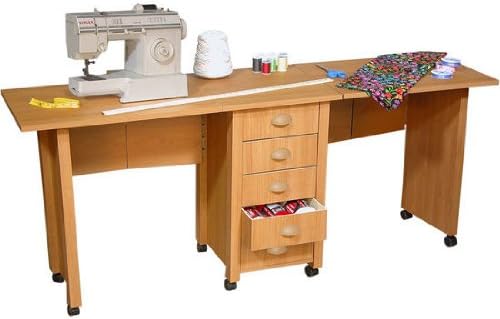 American Furnishings Double Mobile Desk & Craft Center, 71" W x 18" x 29½" H, Oak