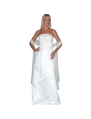 Strapless Ivory Beaded Evening Dress in Satin - Bridal, Weddi