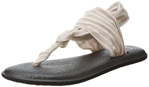 Sanuk Women's Yoga 2 Prints Flip Flop,Tan/Natural Stripes,8 M US