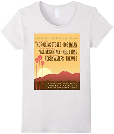 Women's Desert Trip 2016 Lineup T-Shirt Music Festival Shirts Medium White