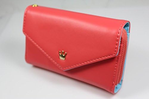 Wristlet Synthetic Leather Multi-functional Envelope Wallet Pouch Purse Phone Case Cover fits iphone 5S Samsung Galaxy S3 and smaller phones, RED WATER MELON