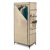 Honey-Can-Do WRD-01270 27-Inch Wide Storage Closet with Nine-Side Storage and Shoe Bins, Tan