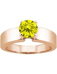0.55 Ct Round Canary SI1/SI2 Diamond 18K Rose Gold Ring