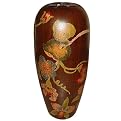 Ceramic Vase with Floral Pattern - Brown