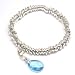 Sterling Silver 17.5gr Candy Bracelet With Blue Crystal Pear Shaped Charm