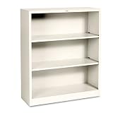 Hon - Metal Bookcase, 41 High, Two Adjustable, One Fixed Shelf, Putty (S42Abcl)