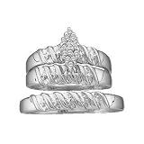 10k. White Gold Marquee Shaped 3pc. Diamond Wedding Set For Him and Her " Size 7 For Her and Size 10 For Him "