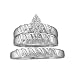 10k. White Gold Marquee Shaped 3pc. Diamond Wedding Set For Him and Her " Size 7 For Her and Size 10 For Him "