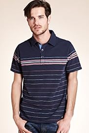North Coast Pure Cotton Chest Striped Polo Shirt