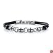 Handsome style: Stainless Steel Barrel Link Dual Rubber Cord Bracelet for Men