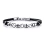 Handsome style: Stainless Steel Barrel Link Dual Rubber Cord Bracelet for Men