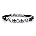 Handsome style: Stainless Steel Barrel Link Dual Rubber Cord Bracelet for Men