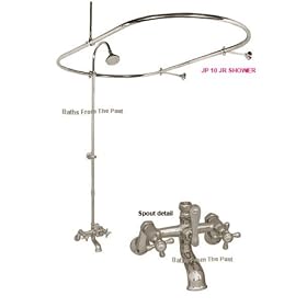 JP-10-JR-SH-NICKEL VINTAGE CLAWFOOT TUB SHOWER SYSTEM w  OVAL SHOWER ENCLOSURES, OVAL ROD CURTAIN RING, BATH SHOWERS -... by Baths From The Past