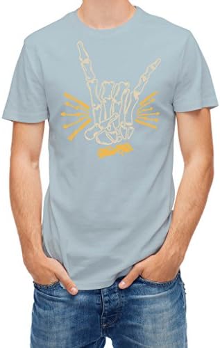 T shirt Skeleton bones evil hand Blue Ice M