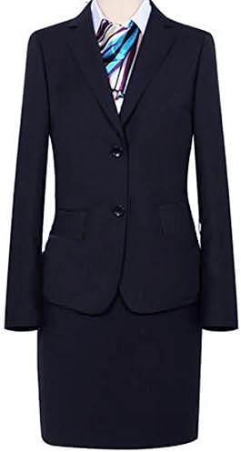 KTNY8888 Women's Suit Two-Button Jacket Skirt (16, navy blue)