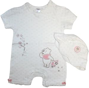 Ex Store Baby Girls Winnie The Pooh Bear Romper & Hat Set 9-12 Months