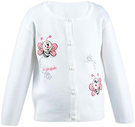 De Poupee Baby Girls' Pink Butterfly Applique Knit Cardigan Sweater 9-12 Months