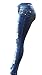 Juniors Womens High Waist Stretch Blue Denim Distressed Jeans Ripped Pants K273