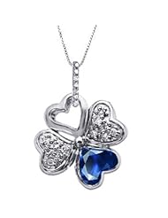 1.34ct Sapphire & Vs Diamond Hearts Pendant 14k Gold