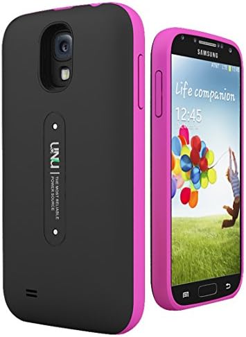 uNu Aero Series Samsung Galaxy S4 Battery Case with Wireless Charging Technology [Black/Magenta] - External Slim Protective Battery Case Cover for Samsung Galaxy S4 Compatibles with All Models Samsung Galaxy S4 i9500