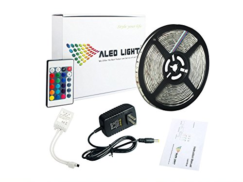 ALED LIGHT® 16.4foot/5Meter SMD 3528 300LED Waterproof Flexible RGB Color Changing LED Strip Light Kit(24 Key IR Remote + Receiver+ 12V 3A Power Supply),Fashion Christmas Light Decoration