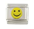 SilverBin Enamel Paint Yellow Smiley Face Stainless Steel Italian Charm Link