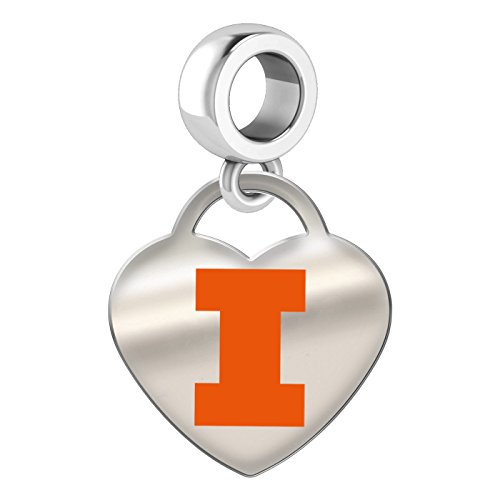 Illinois Fighting Illini Sterling Silver Color Heart Dangle