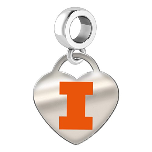 Illinois Fighting Illini Sterling Silver Color Heart Dangle